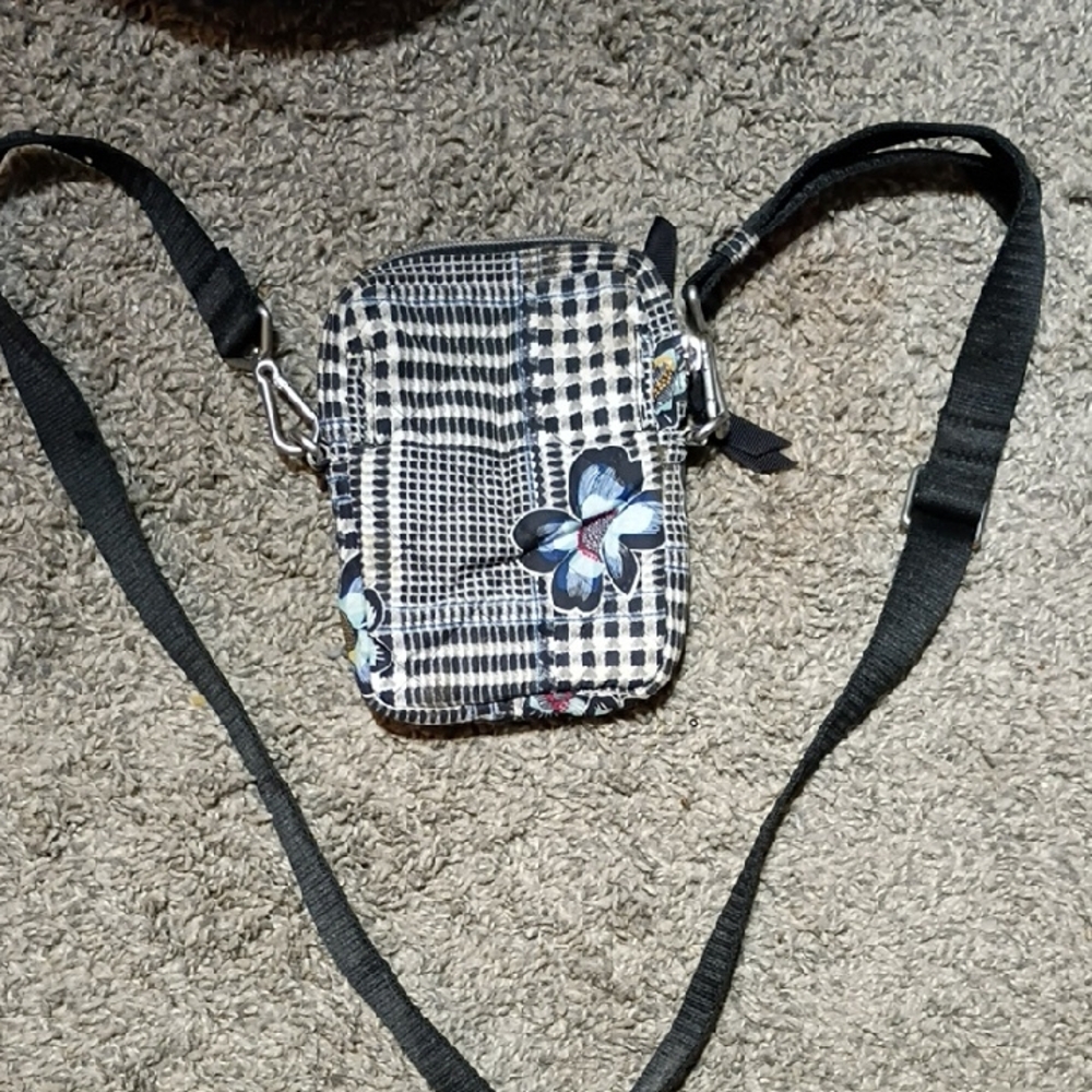 Vera Bradley Black and White Crossbody Bag with Floral Design